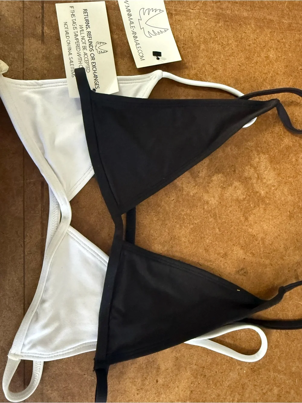 New! Minimale Animale White Triangle Bikini Top & High-Cut Bottom Swim Set!